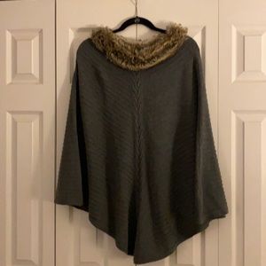 Talbots Faux Fur Collar Poncho size S/M